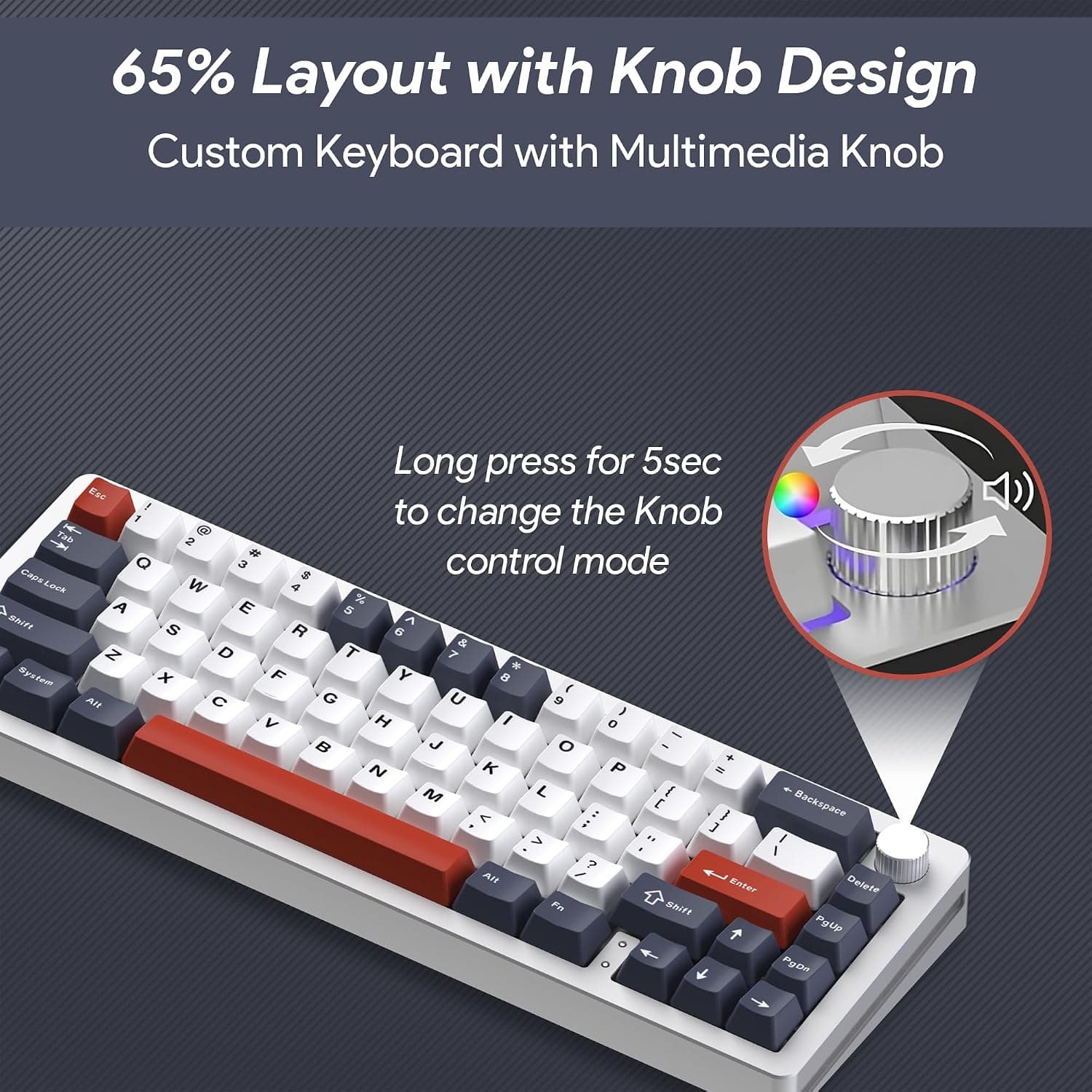 Unbranded Aluminum Wireless Mechanical Keyboard 65% detail shot 2