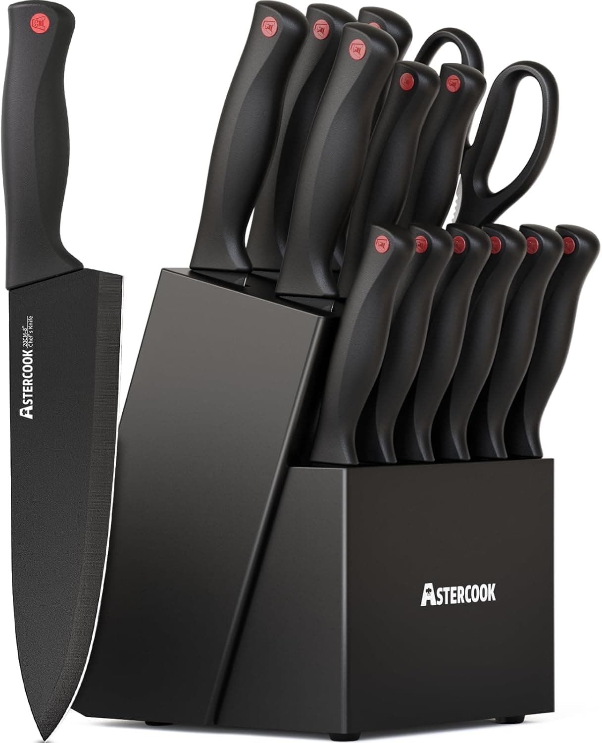 Astercook 15-Piece Kitchen Knife Set with Block and Built-in Sharpener review