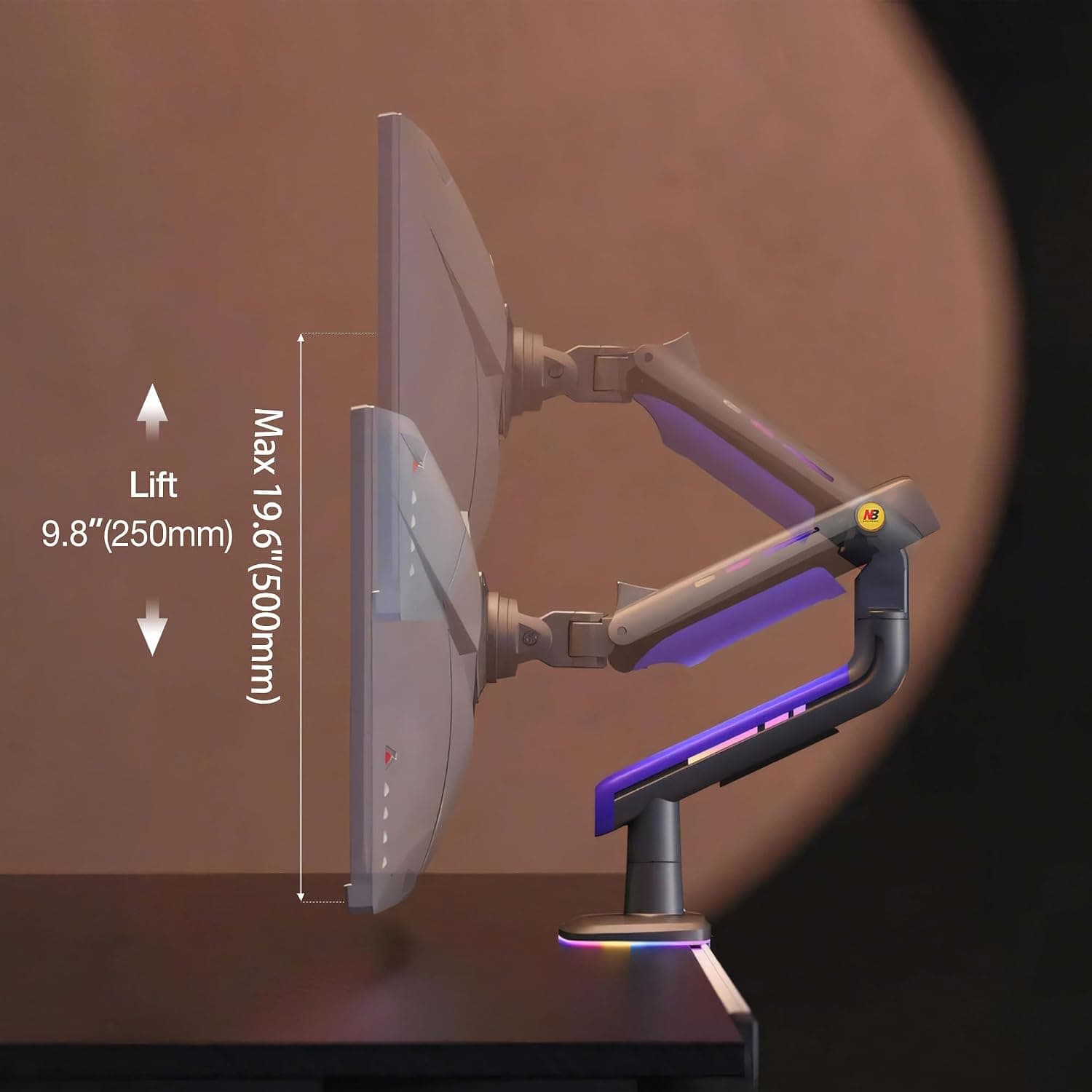 NB RGB dual monitor arm height adjustment
